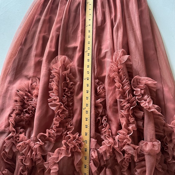 Anthropologie Pink Mauve Felicity Ruffled Tulle Bubble Midi Skirt - Picture 10 of 11